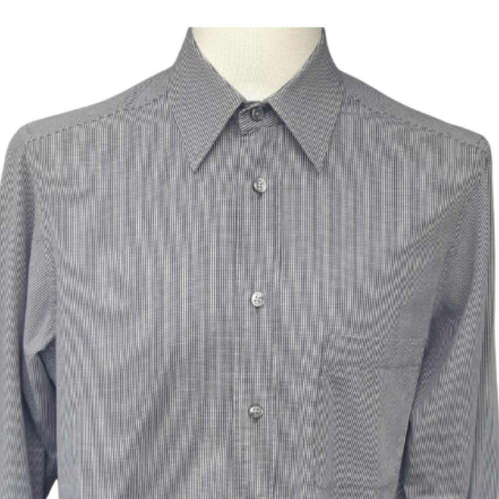 Charter Collection Hudson's Bay SZ 15 Men's Button Up Shirt Black & White Check